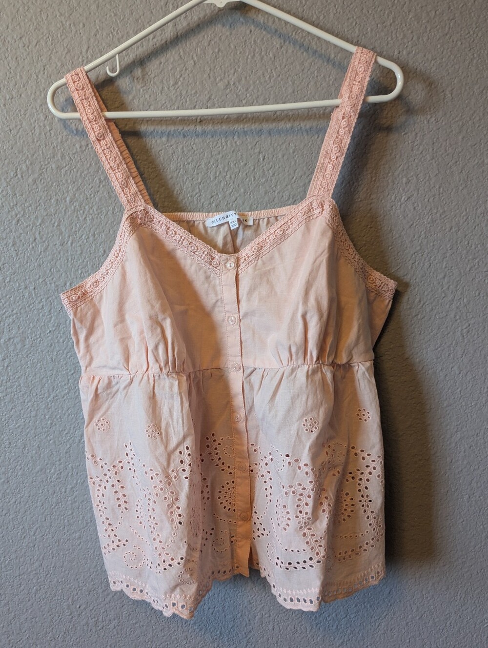 Celebrity Pink Eyelet Cotton Top Sz. XXL